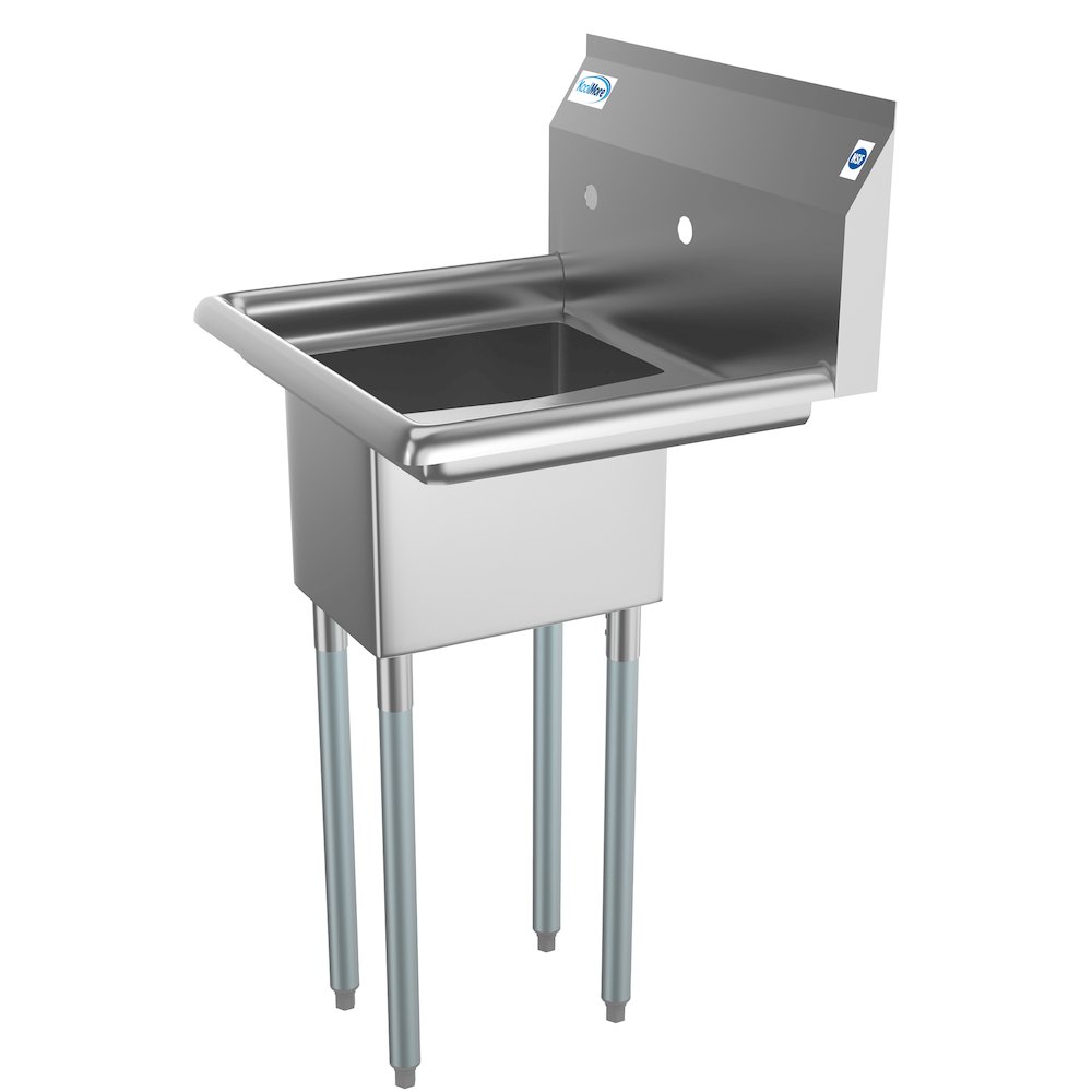 23 in. One Compartment Sink with Drainboard, Bowl Size 10"x 14"x 10". Picture 1