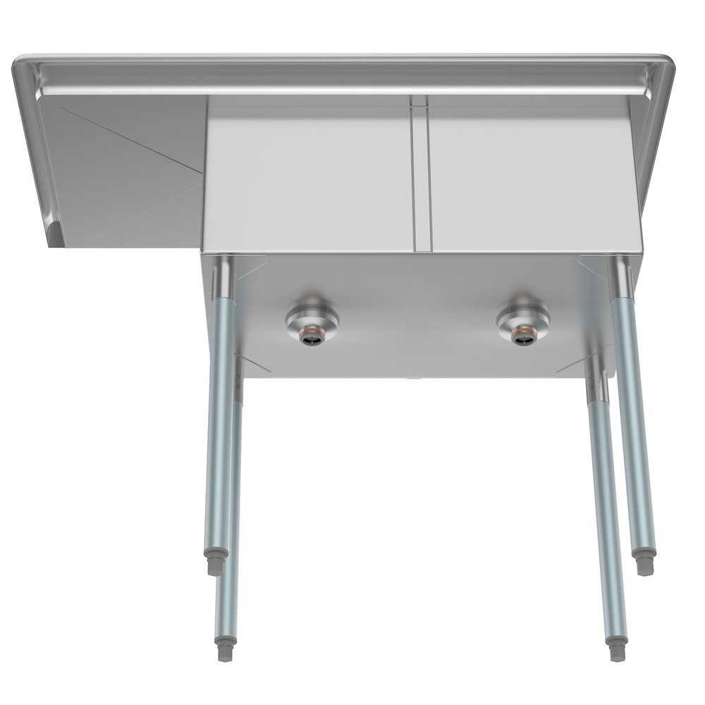 43 in. Two Compartment Sink with Drainboard, Bowl Size 14"x 16"x 11". Picture 5