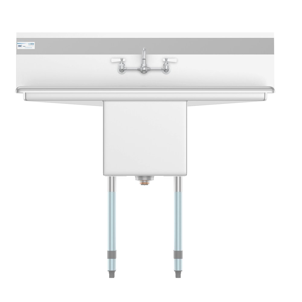 45 in. One compartment Sink with Drainboards and Faucet, Bowl Size 15"x 15"x 12". Picture 8