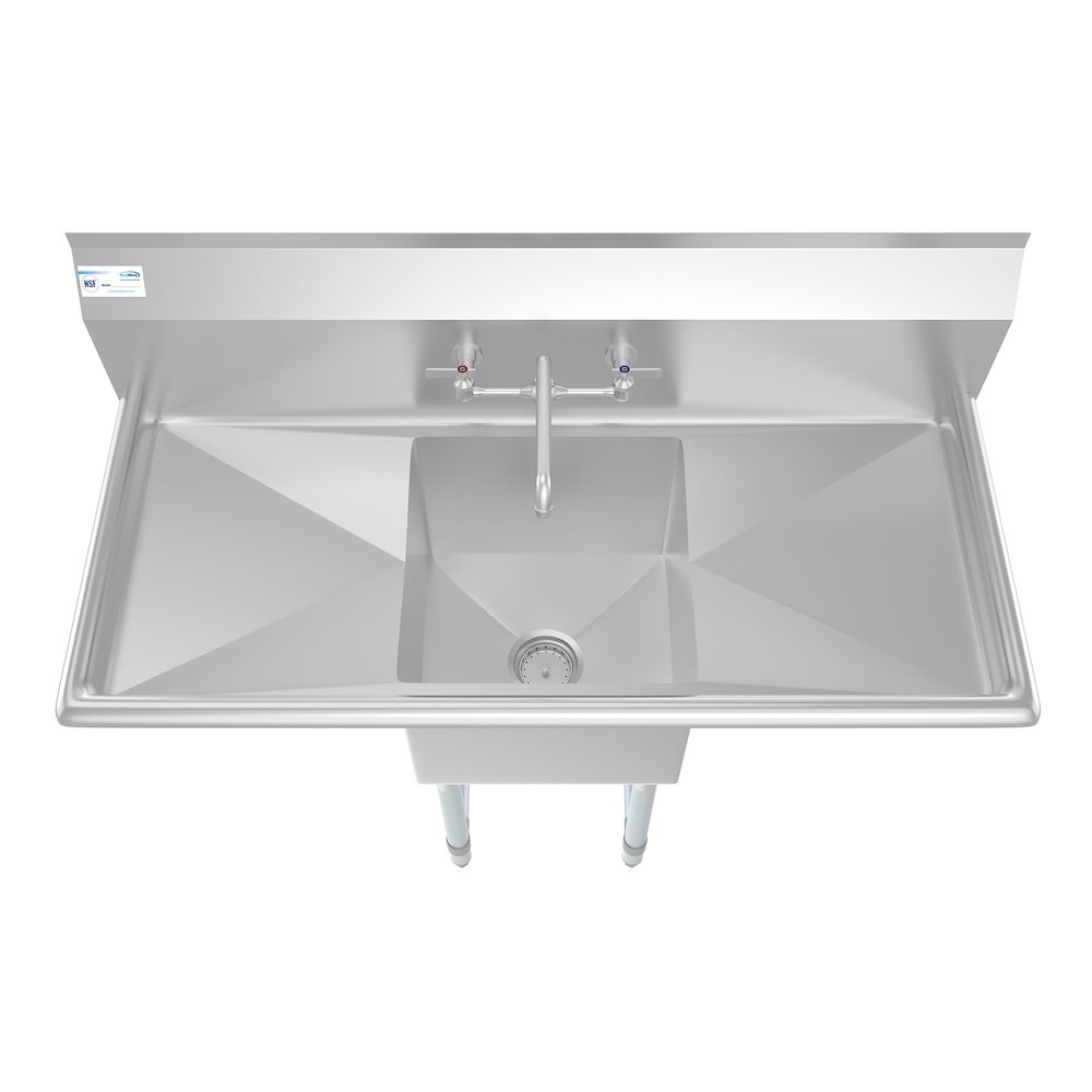 45 in. One compartment Sink with Drainboards and Faucet, Bowl Size 15"x 15"x 12". Picture 9