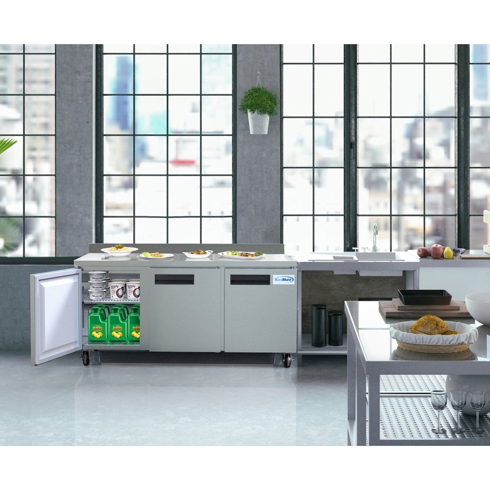 72 in. Three-Door Worktop Refrigerator With 3.5 in. Backsplash - 16.9 Cu Ft.. Picture 9