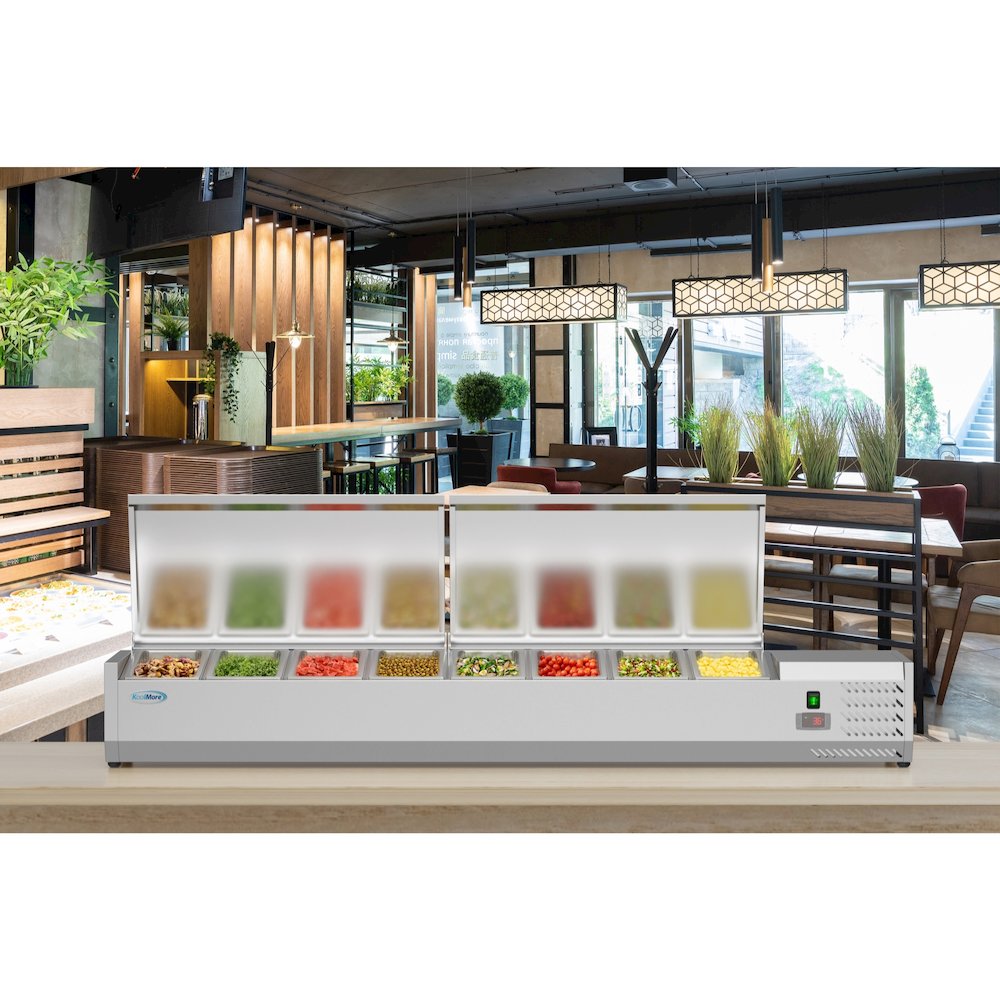 71 in. Eight Pan Refrigerated Countertop Condiment Prep Station -. Picture 9