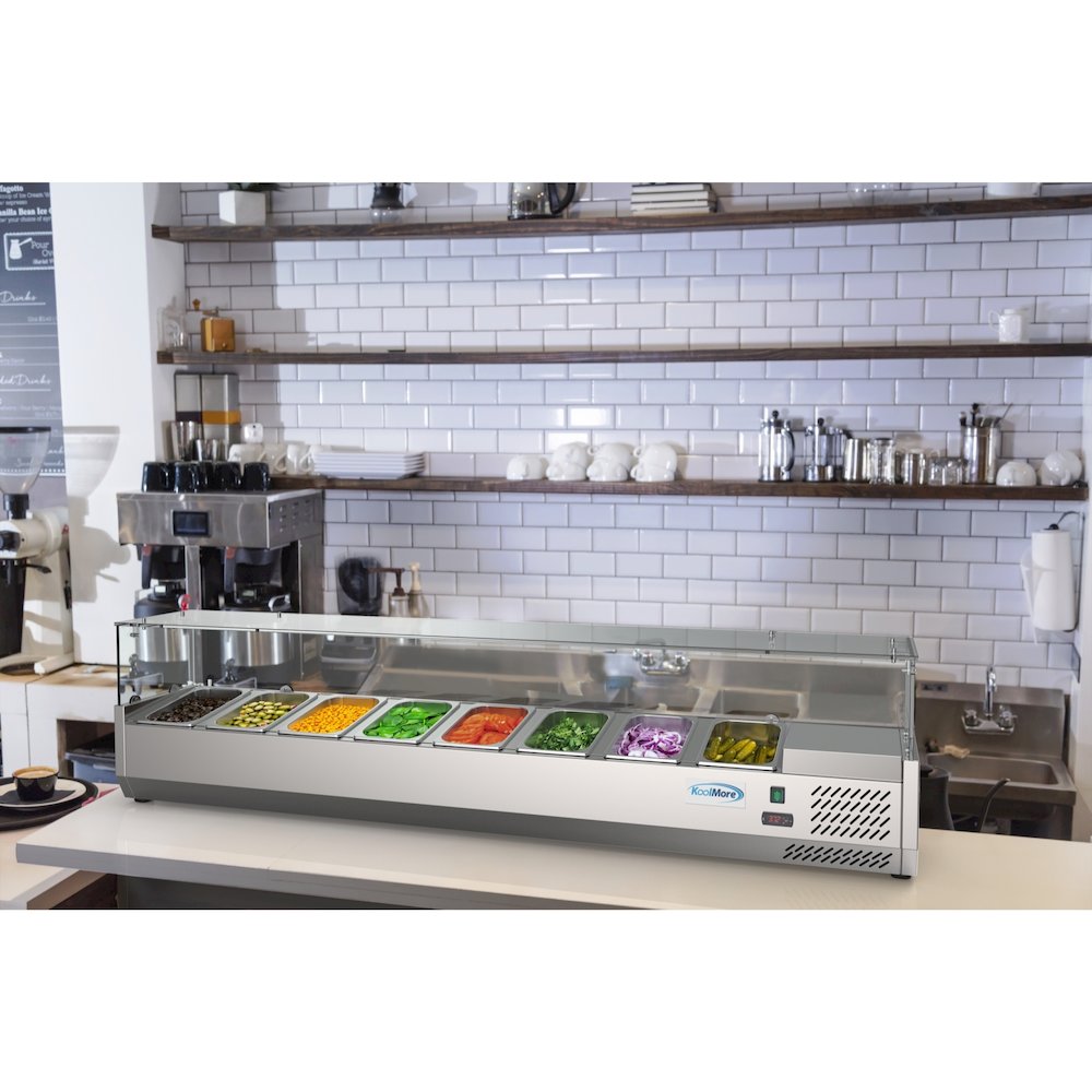 71 in. Eight Pan Refrigerated Countertop Condiment Prep Station -. Picture 9