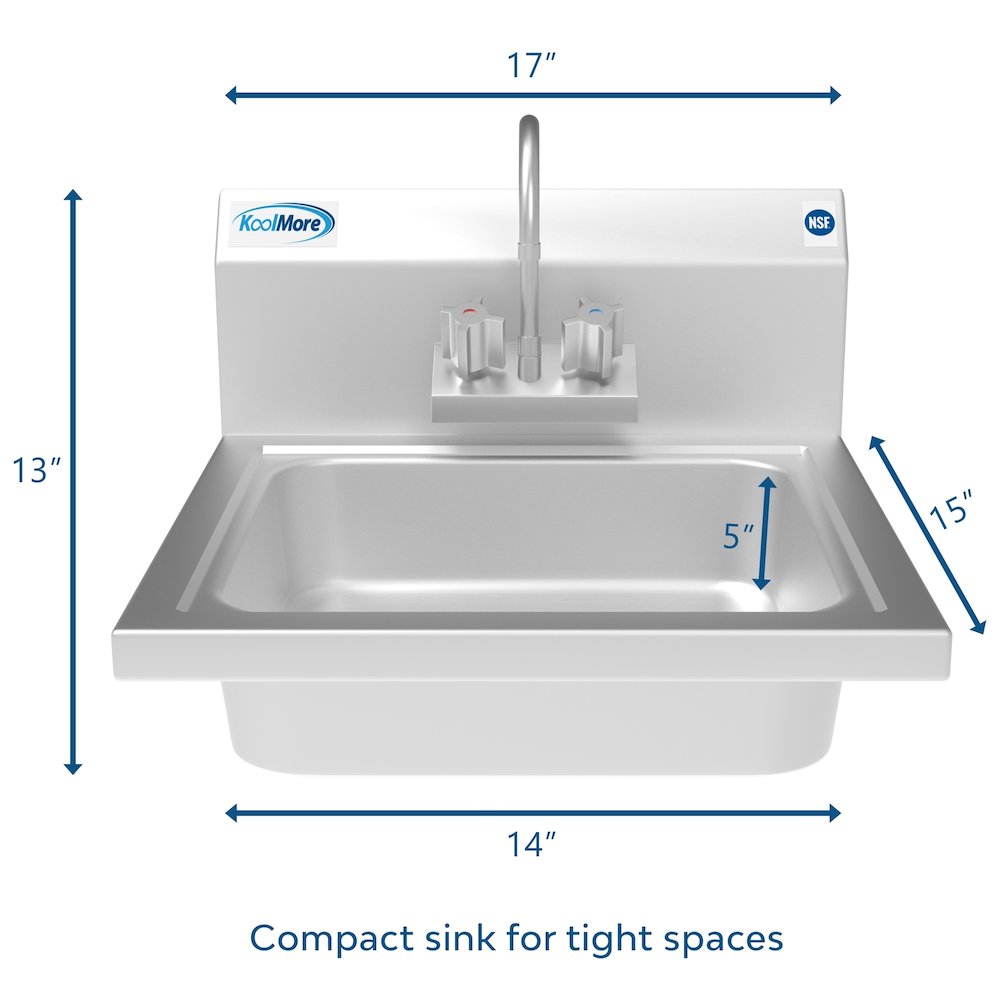 17 in. Hand Sink with Gooseneck Faucet, Bowl Size 14" x 10" x 5" -. Picture 7