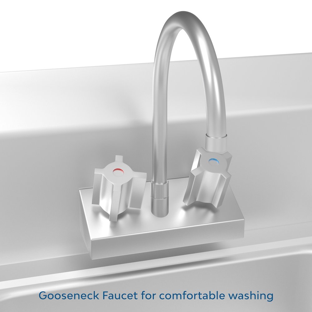 17 in. Hand Sink with Gooseneck Faucet, Bowl Size 14" x 10" x 5" -. Picture 4