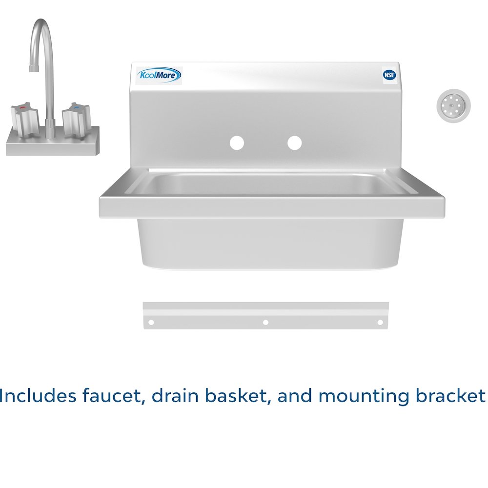 17 in. Hand Sink with Gooseneck Faucet, Bowl Size 14" x 10" x 5" -. Picture 8