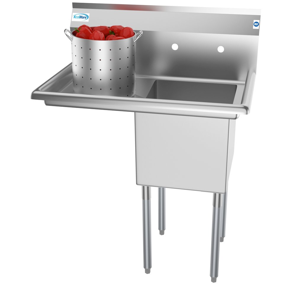 33 in. One Compartment Sink with Drainboard, Bowl Size 15"x 15"x 12". Picture 3