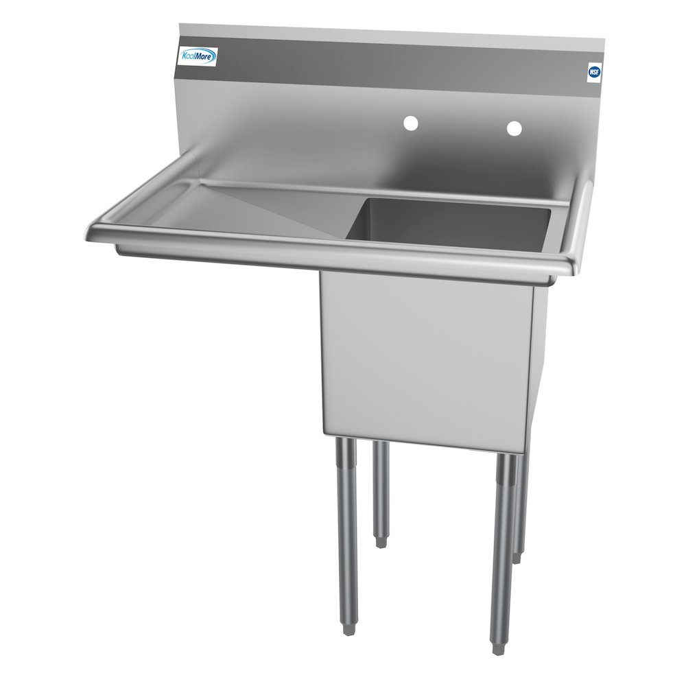 33 in. One Compartment Sink with Drainboard, Bowl Size 15"x 15"x 12". Picture 1