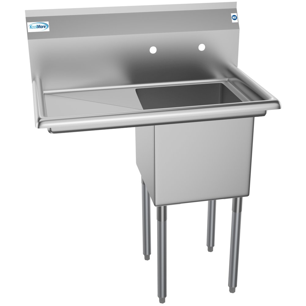 33 in. One Compartment Sink with Drainboard, Bowl Size 15"x 15"x 12". Picture 4