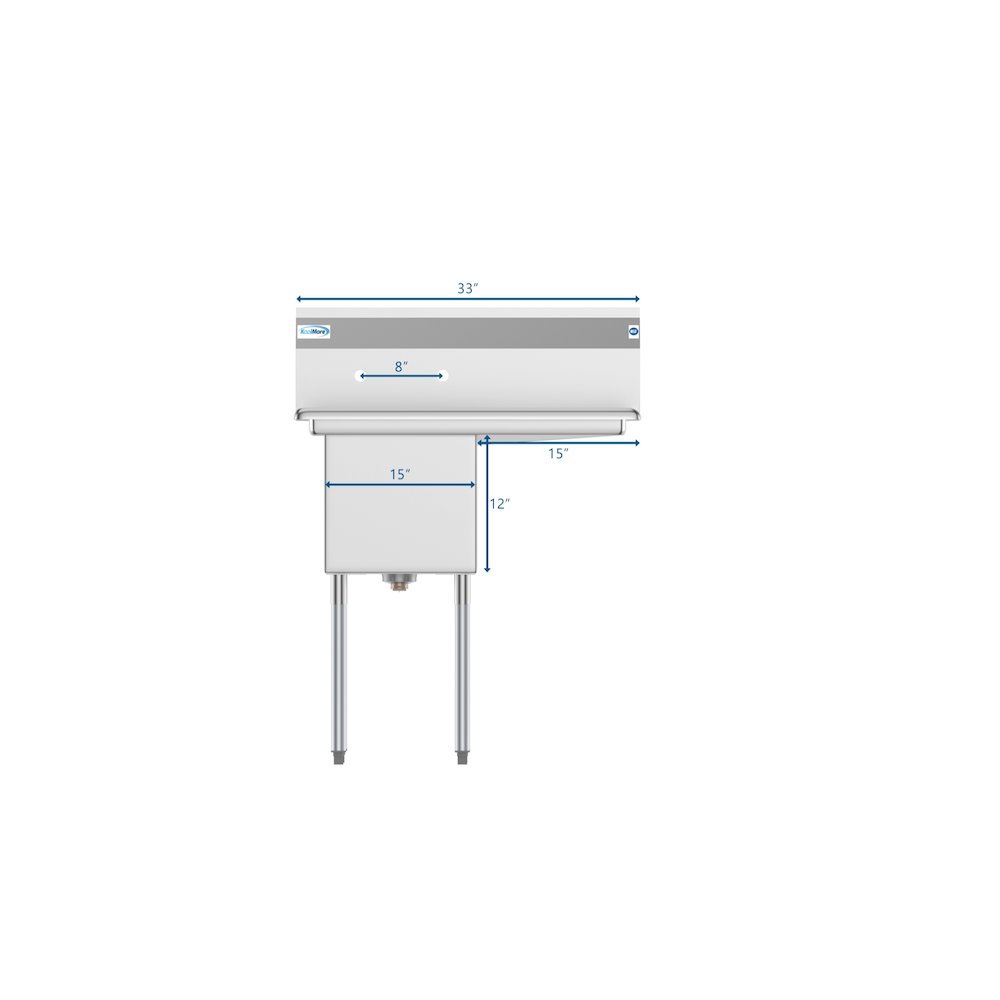 33 in. One Compartment Stainless Steel Sink. Picture 11