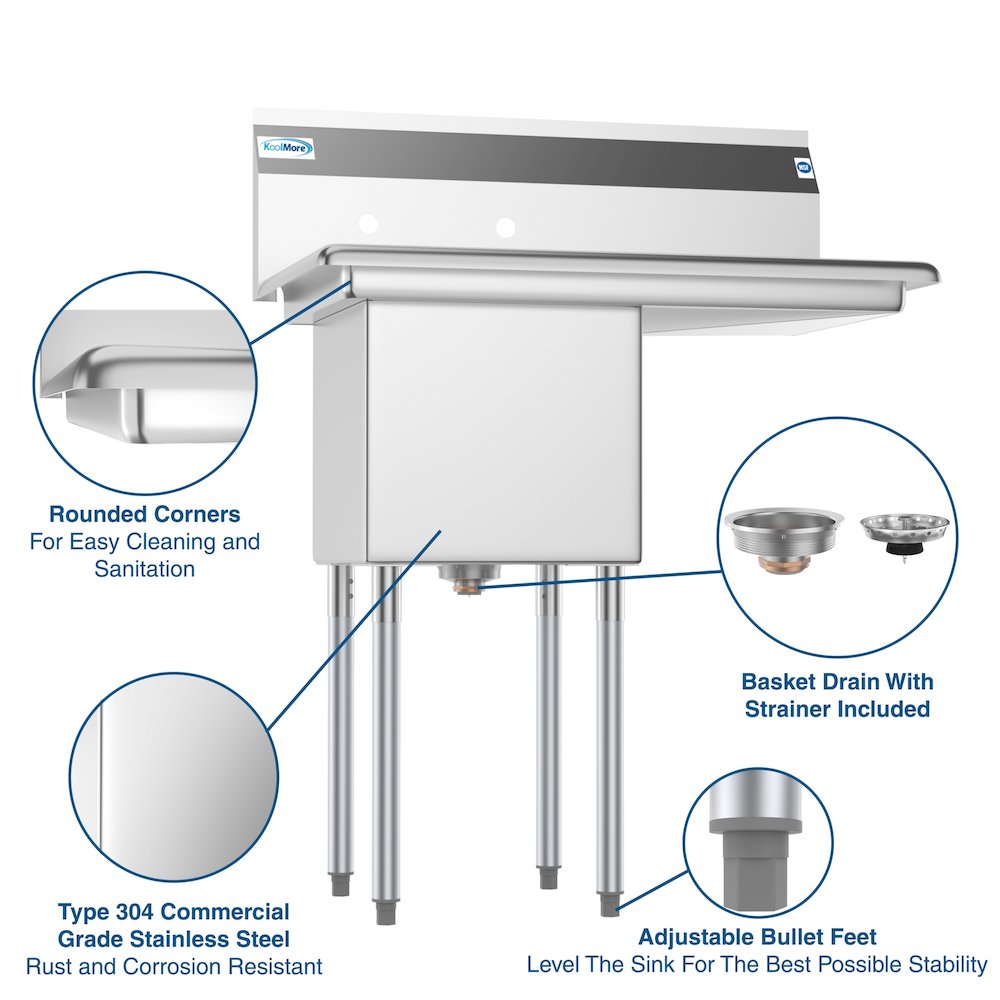 33 in. One Compartment Stainless Steel Sink. Picture 12