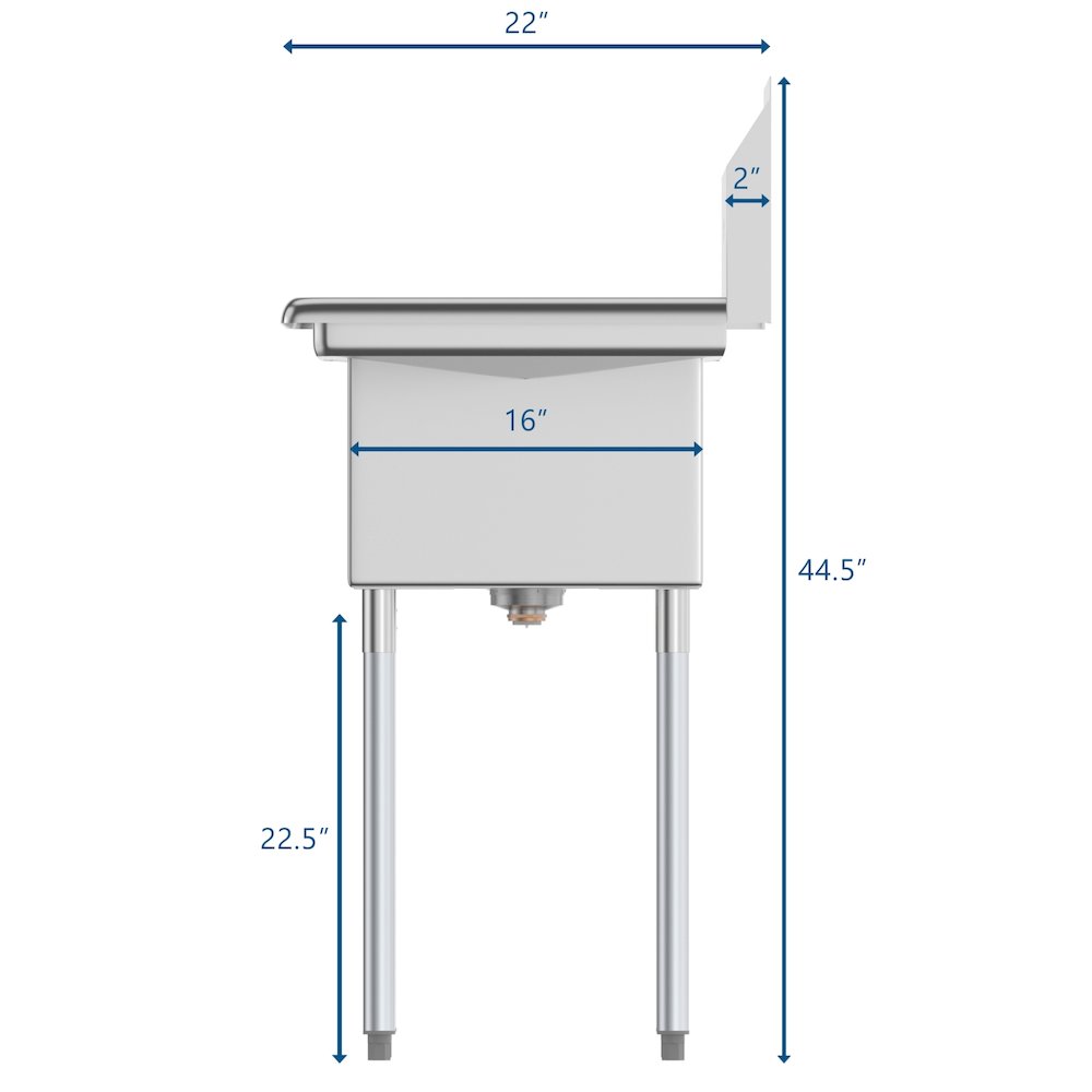 44 in. One Compartment Sink with 2 Drainboards, Bowl Size 12"x 16"x 10". Picture 10
