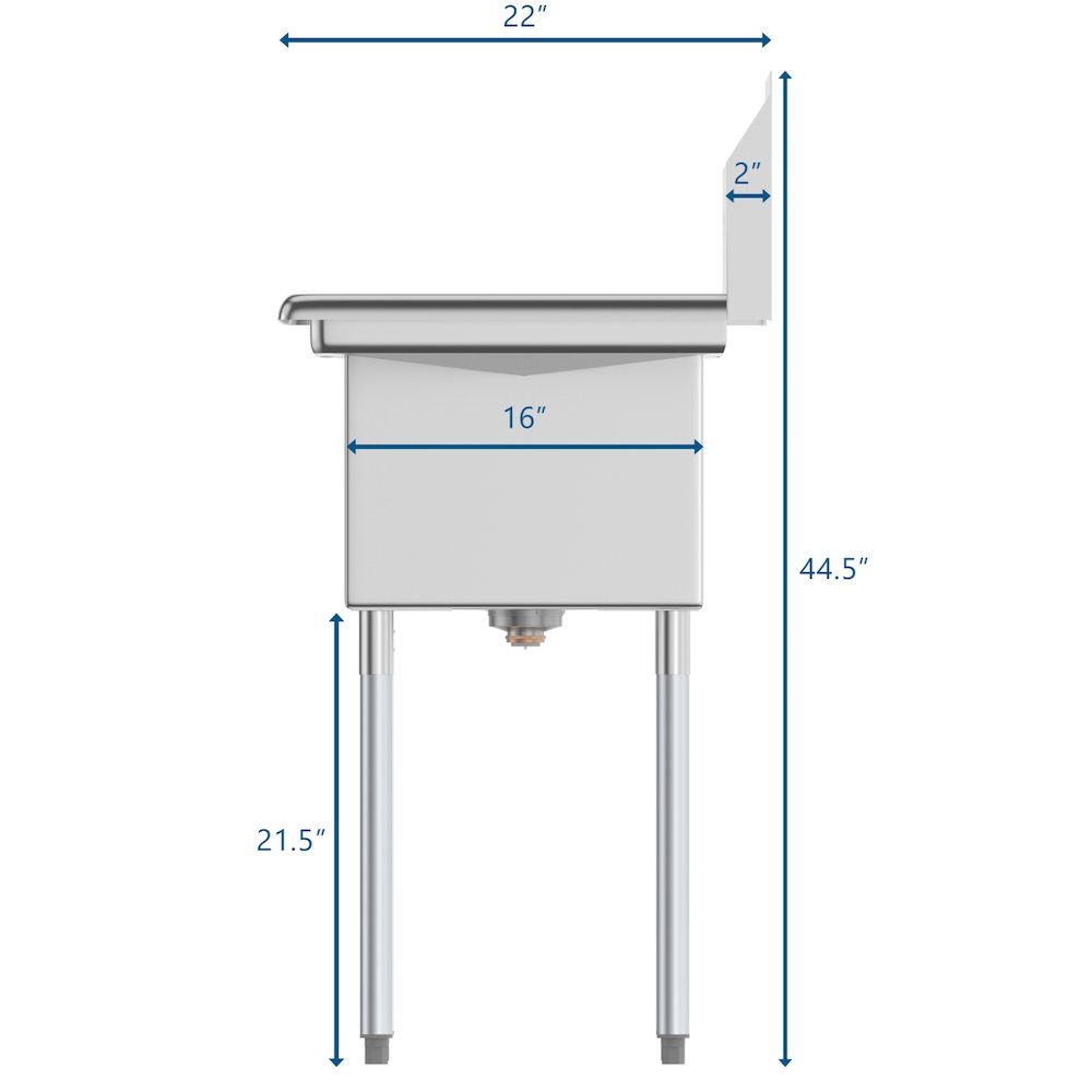 38 in. One Compartment Sink with Drainboards, Bowl Size 14"x 16"x 11". Picture 8