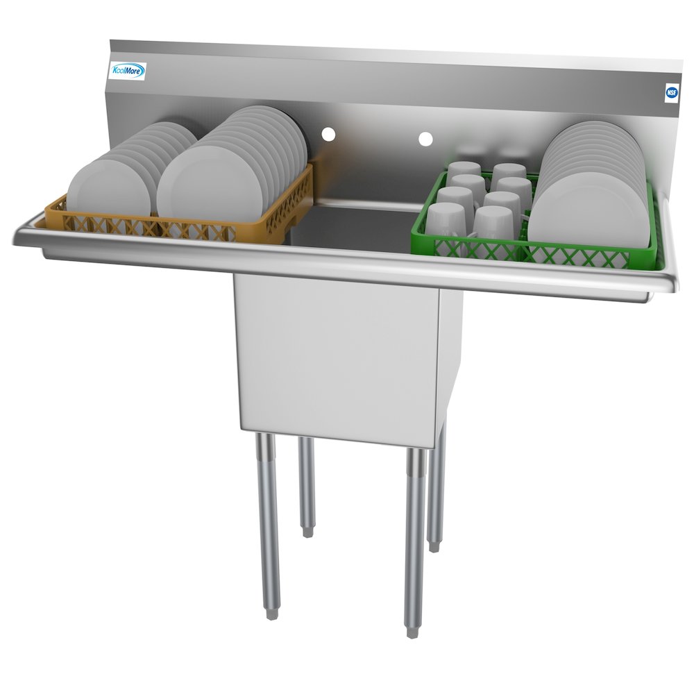 45 in. One Compartment Sink with Drainboards, Bowl Size 15"x 15"x 12". Picture 3