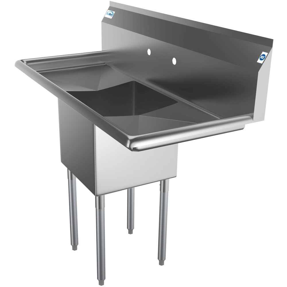 45 in. One Compartment Sink with Drainboards, Bowl Size 15"x 15"x 12". Picture 5