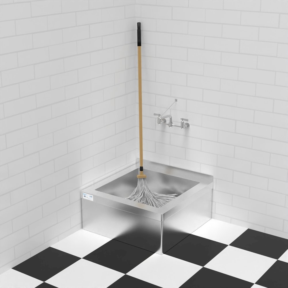 13 in. Commercial Floor Mop Sink with Deep Basin, Bowl size 24" x 24" x 13". Picture 3
