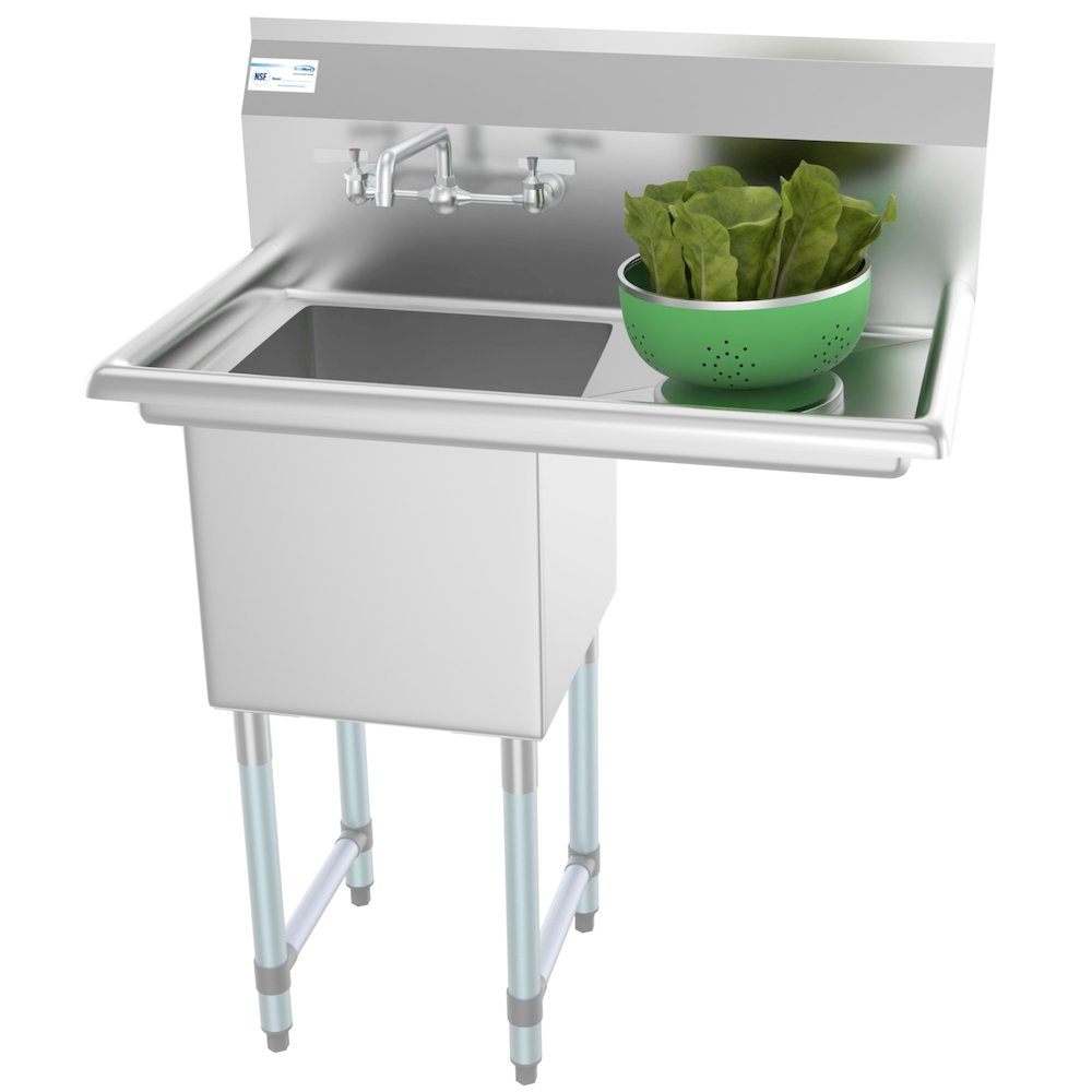 33 in. One Compartment Sink with Drainboard, Bowl Size 15"x 15"x 12". Picture 3