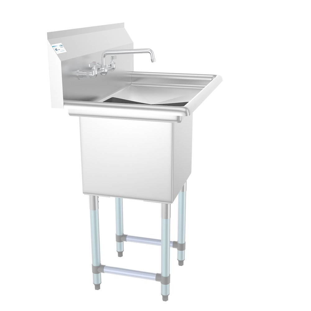 33 in. One Compartment Sink with Drainboard, Bowl Size 15"x 15"x 12". Picture 2