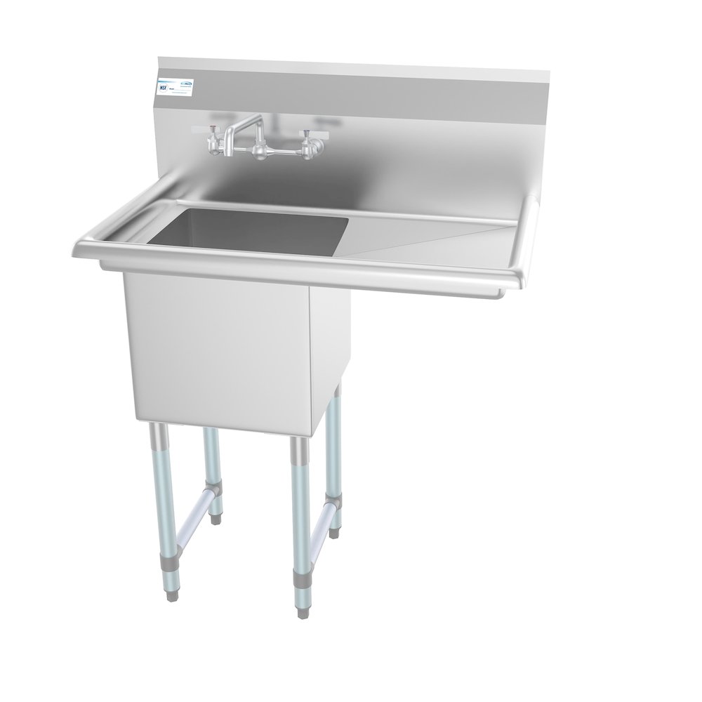 33 in. One Compartment Sink with Drainboard, Bowl Size 15"x 15"x 12". Picture 4