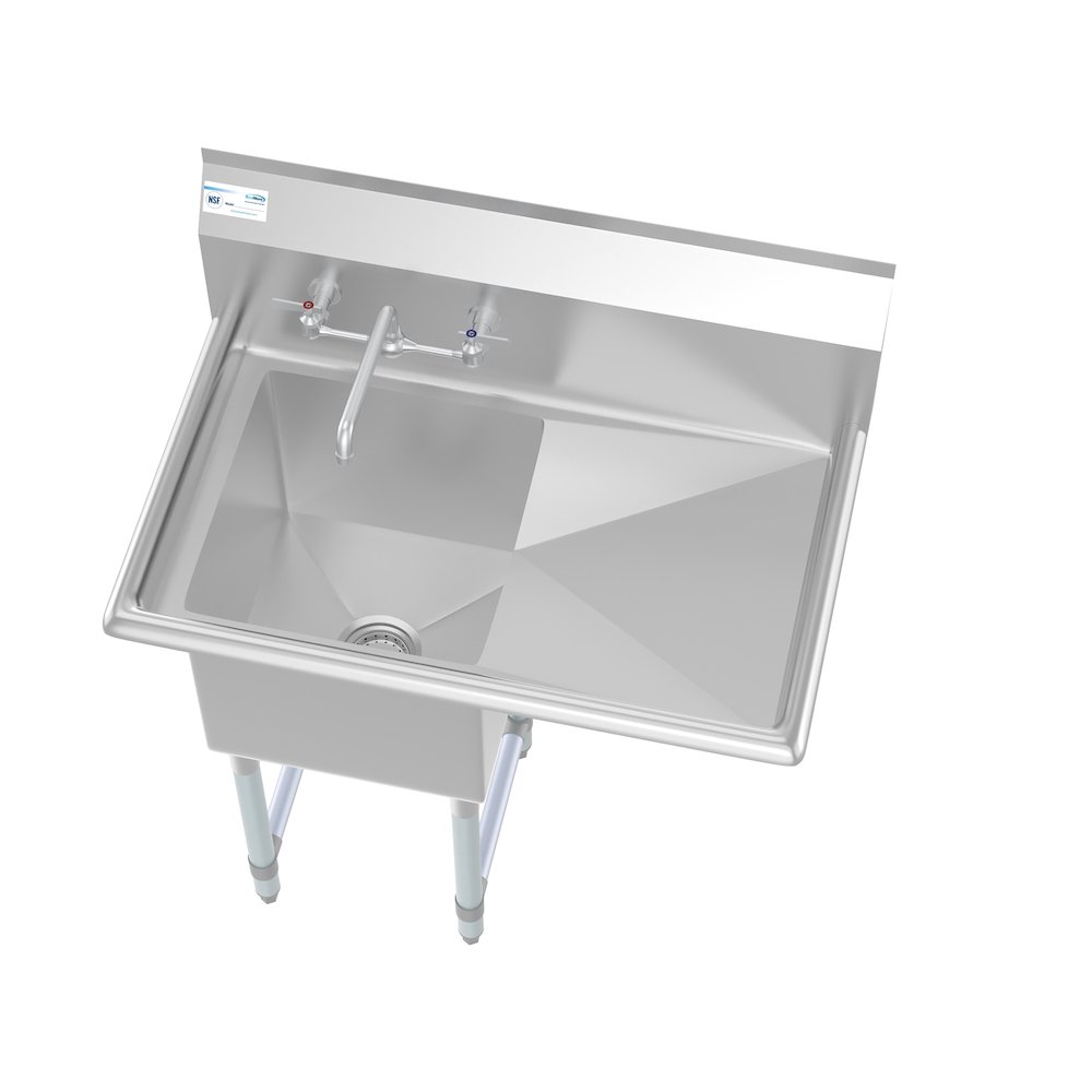 33 in. One Compartment Sink with Drainboard, Bowl Size 15"x 15"x 12". Picture 5