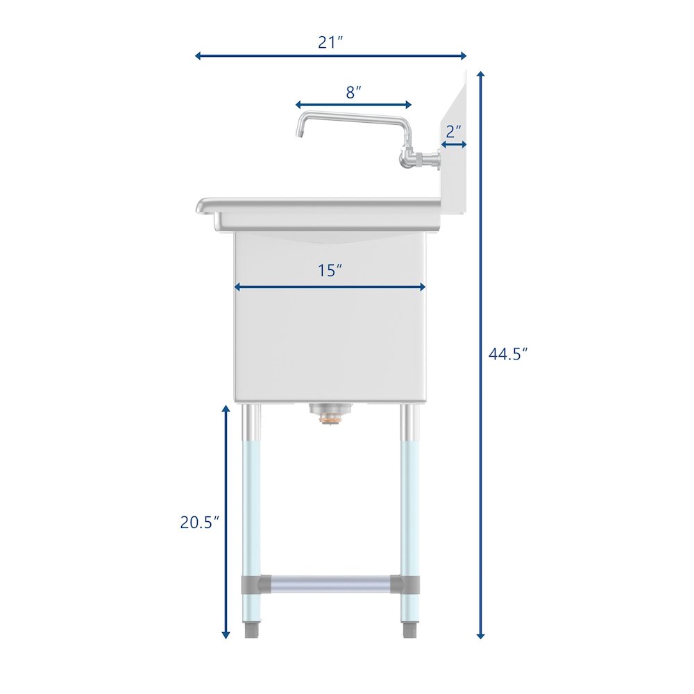 33 in. One Compartment Sink with Drainboard, Bowl Size 15"x 15"x 12". Picture 9