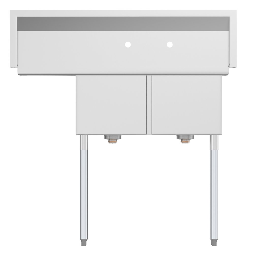 43 in. Two Compartment Sink with Drainboard, Bowl Size 14"x 16"x 11". Picture 4