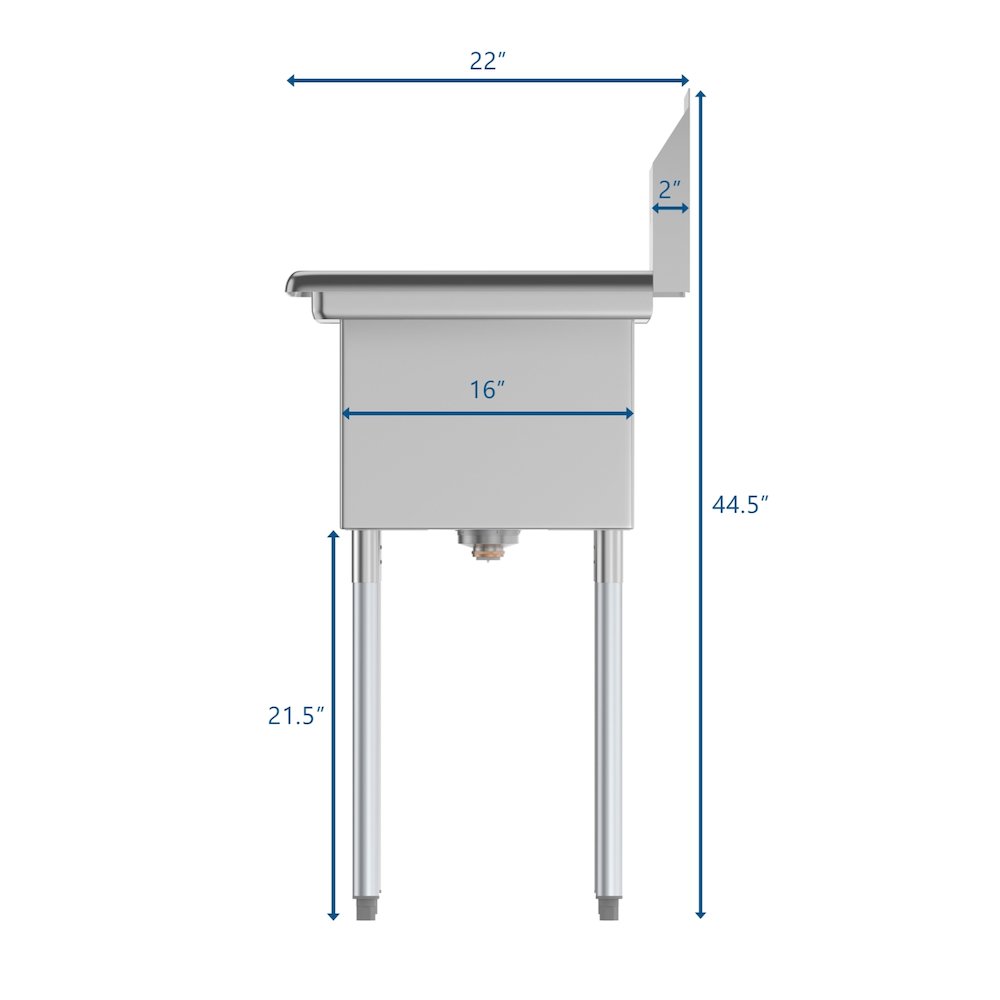 43 in. Two Compartment Sink with Drainboard, Bowl Size 14"x 16"x 11". Picture 7
