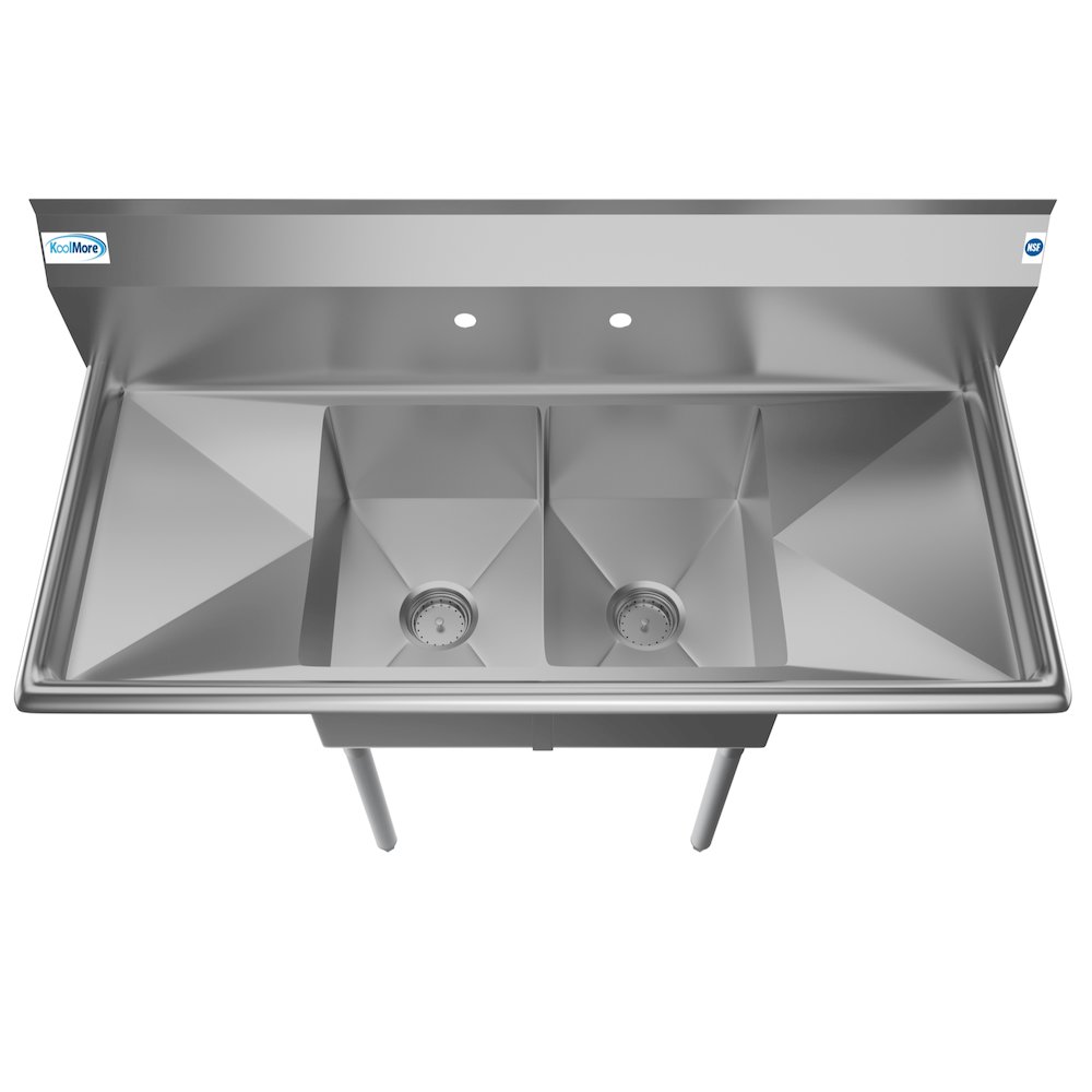 48 in. Two Compartment Sink with 2 Drainboards, Bowl Size 12"x 16"x 10". Picture 2