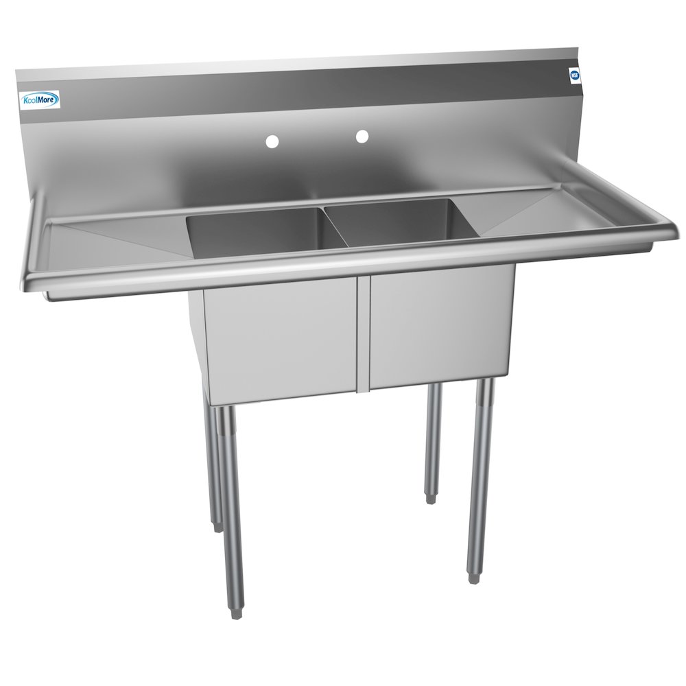 48 in. Two Compartment Sink with 2 Drainboards, Bowl Size 12"x 16"x 10". Picture 4