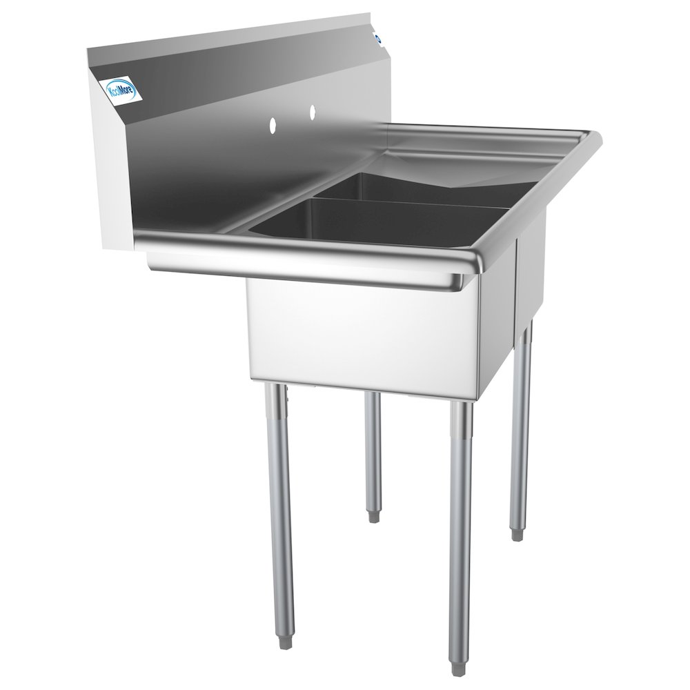 48 in. Two Compartment Sink with 2 Drainboards, Bowl Size 12"x 16"x 10". Picture 6