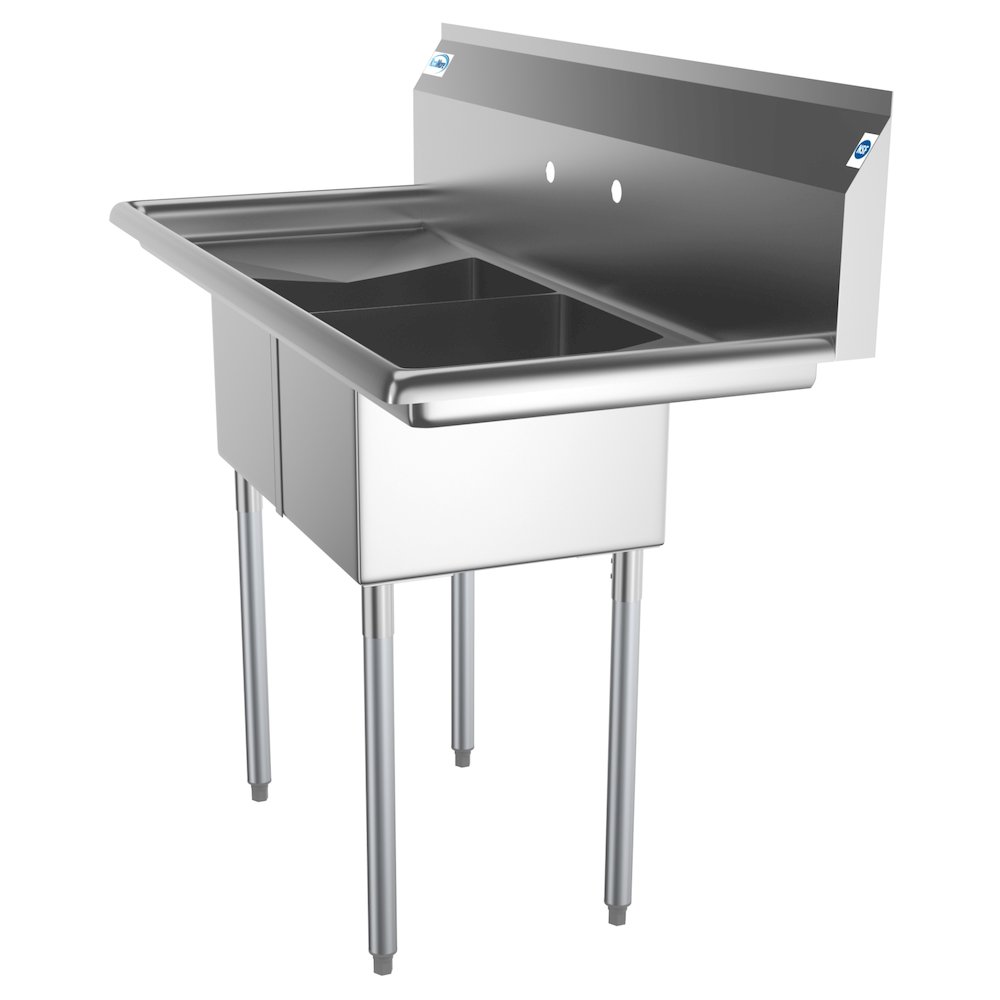 48 in. Two Compartment Sink with 2 Drainboards, Bowl Size 12"x 16"x 10". Picture 5