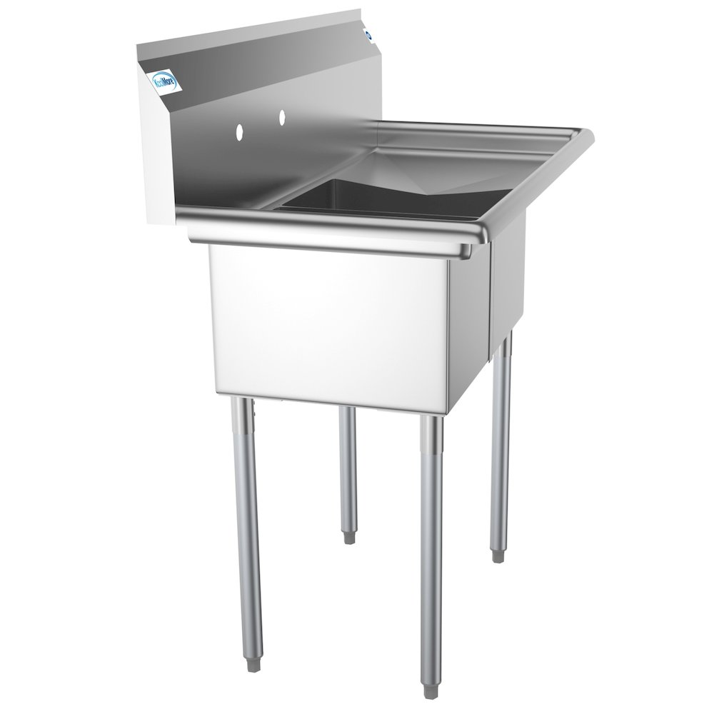 43 in. Two Compartment Sink with Drainboard, Bowl Size 12"x 16"x 10". Picture 7