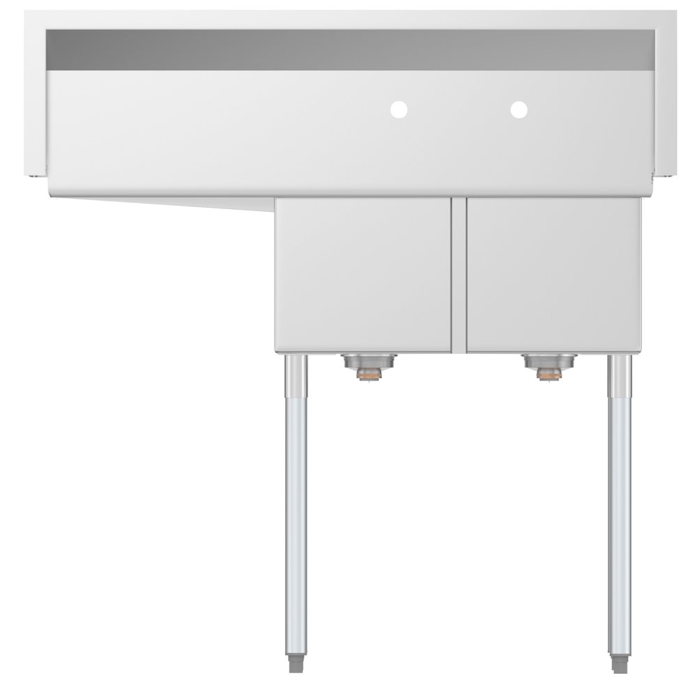 43 in. Two Compartment Sink with Drainboard, Bowl Size 12"x 16"x 10". Picture 8