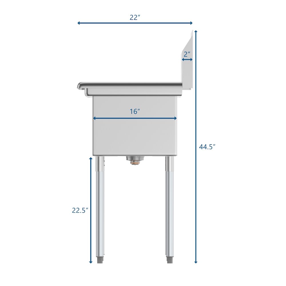 43 in. Two Compartment Sink with Drainboard, Bowl Size 12"x 16"x 10". Picture 10