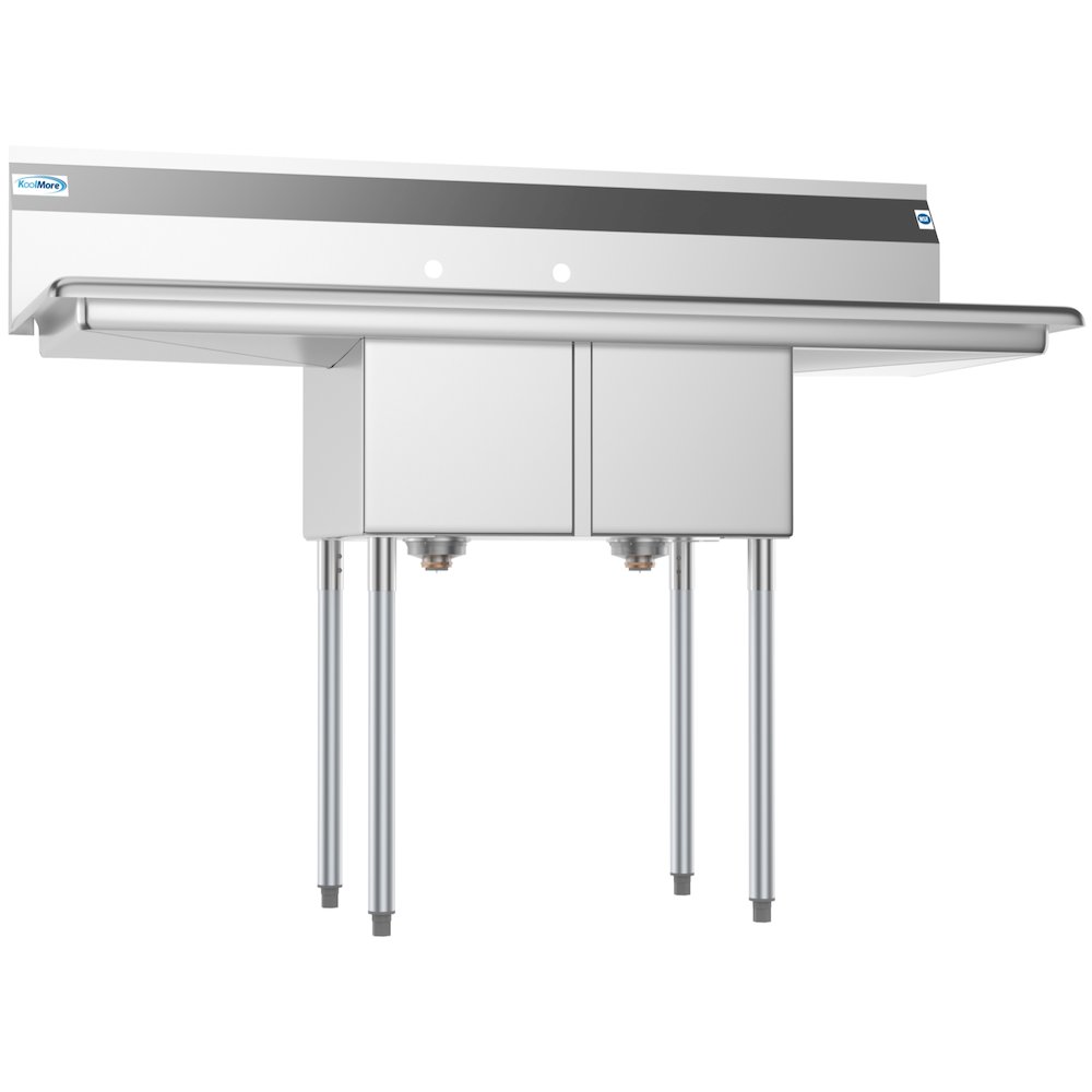 56 in. Two Compartment Sink with 2 Drainboards, Bowl Size 12"x 16"x 10". Picture 5