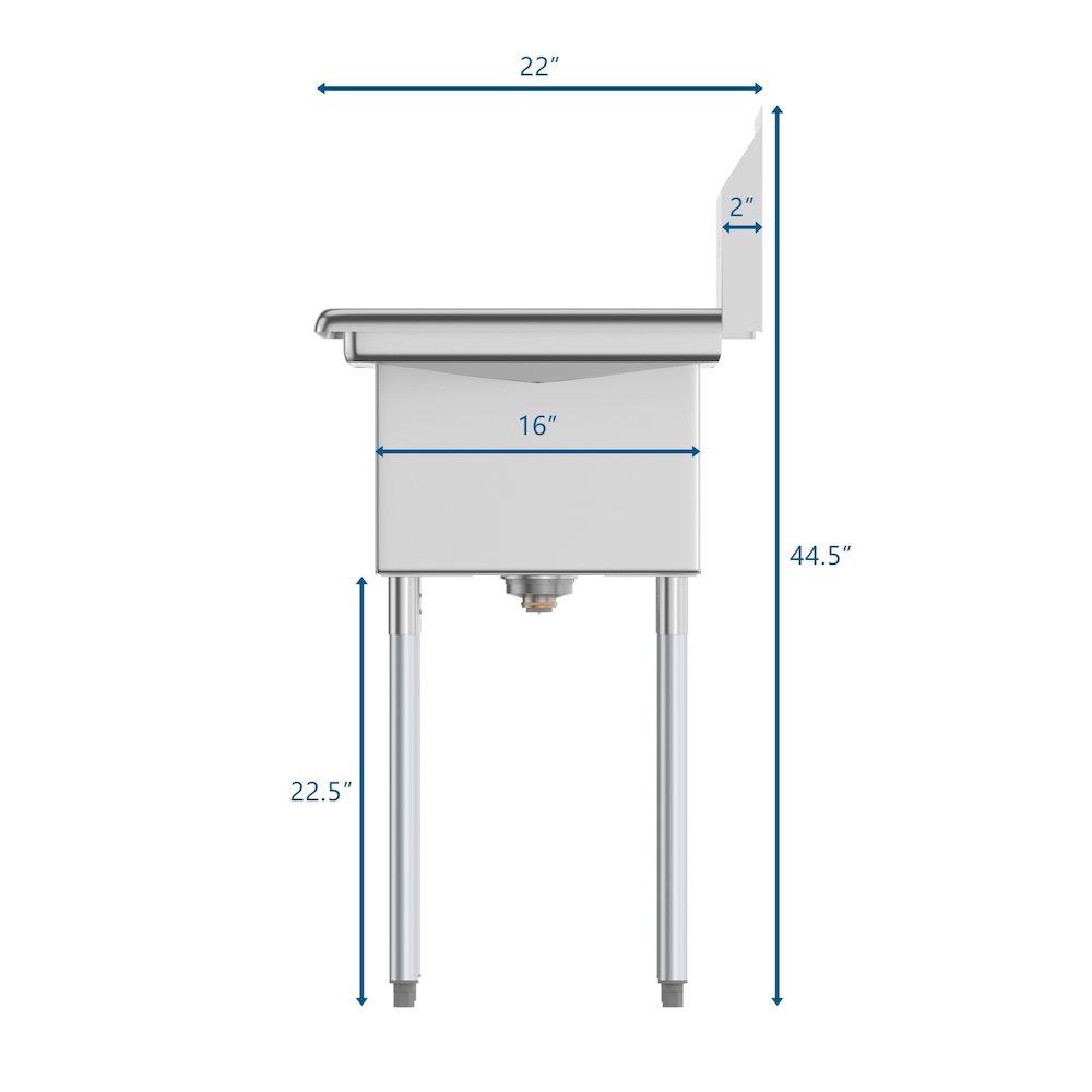 56 in. Two Compartment Sink with 2 Drainboards, Bowl Size 12"x 16"x 10". Picture 9