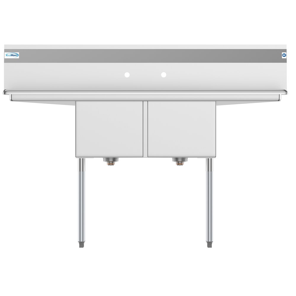 60 in. Two Compartment Sink with 2 Drainboards, Bowl Size 15"x 15"x 12". Picture 5
