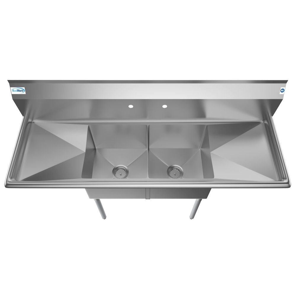 60 in. Two Compartment Sink with 2 Drainboards, Bowl Size 15"x 15"x 12". Picture 6