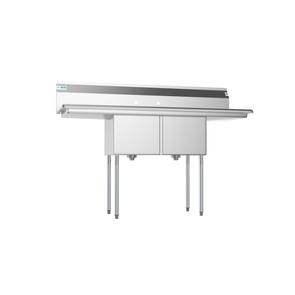 60 in. Two Compartment Sink with 2 Drainboards, Bowl Size 15"x 15"x 12". Picture 7