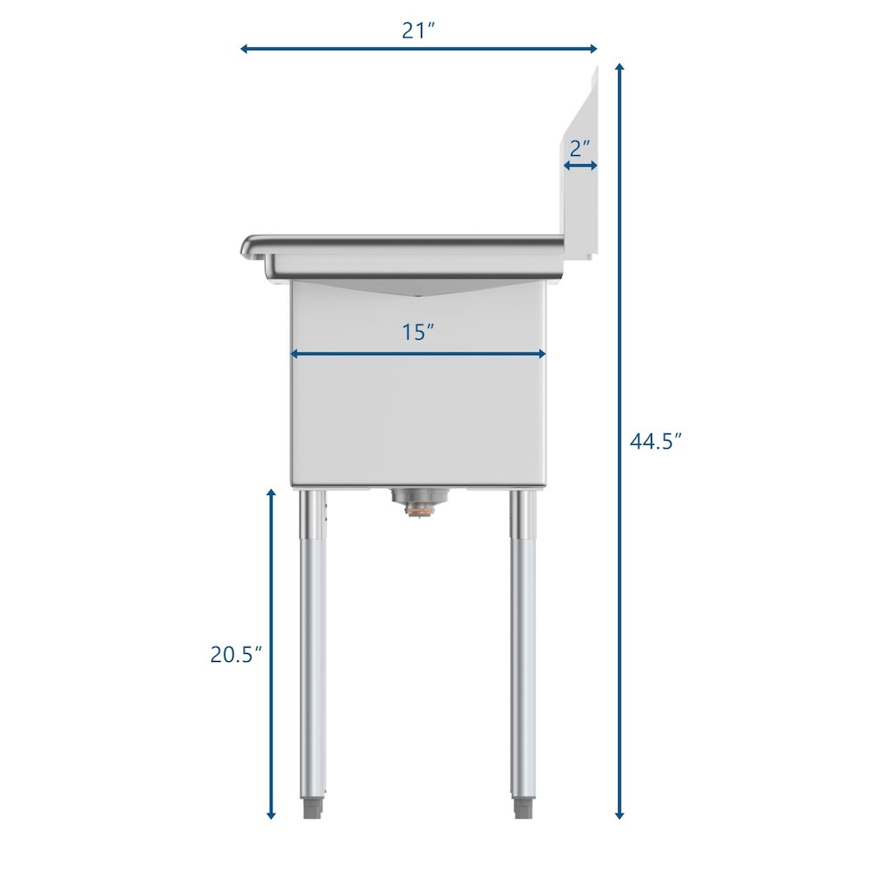 60 in. Two Compartment Sink with 2 Drainboards, Bowl Size 15"x 15"x 12". Picture 9