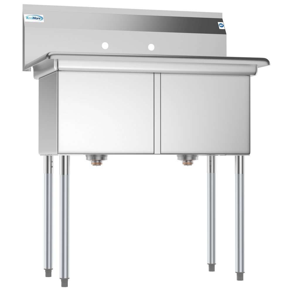 36 in. Two Compartment Stainless Steel Commercial Sink, Bowl Size 15"x 15"x 12". Picture 5