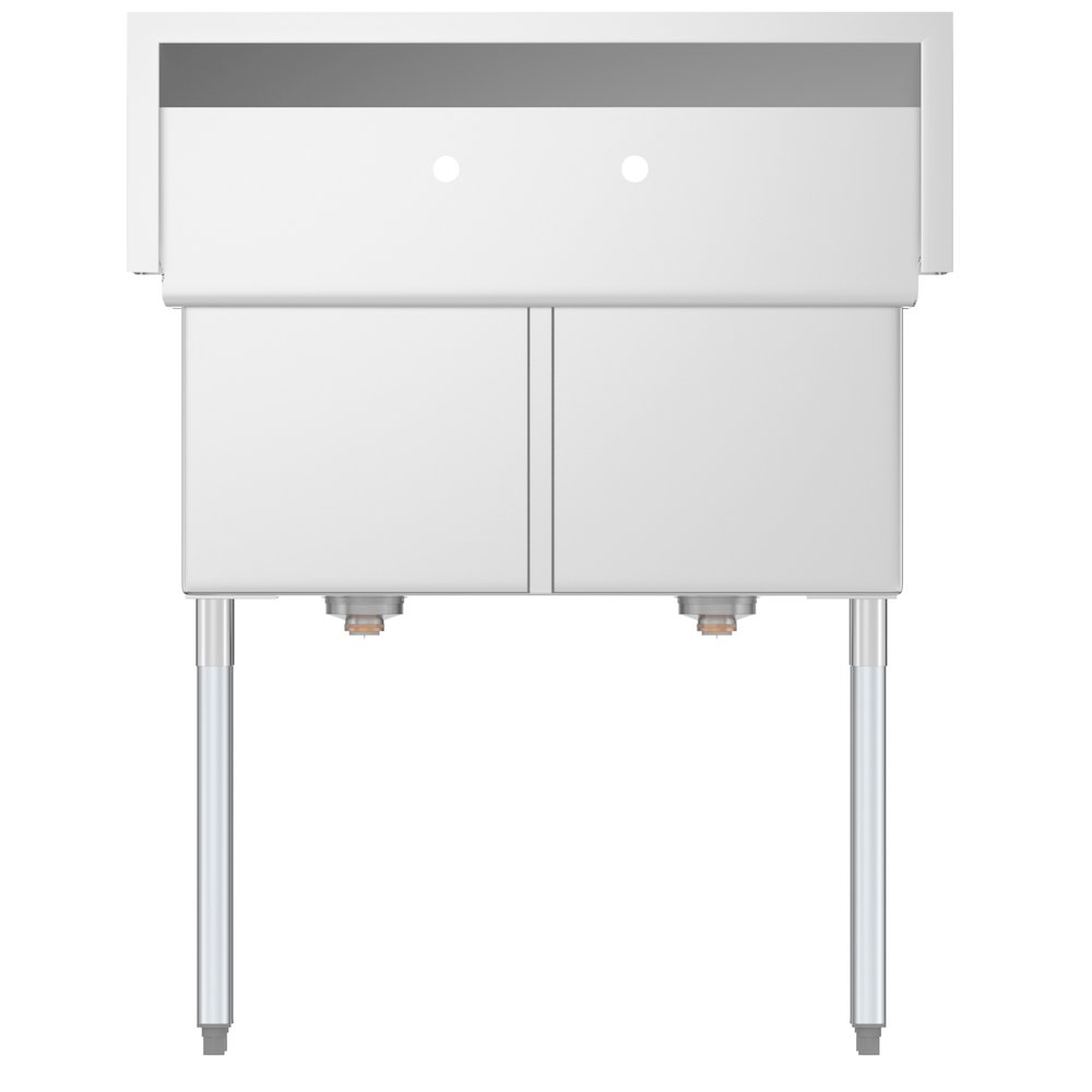 36 in. Two Compartment Stainless Steel Commercial Sink, Bowl Size 15"x 15"x 12". Picture 7