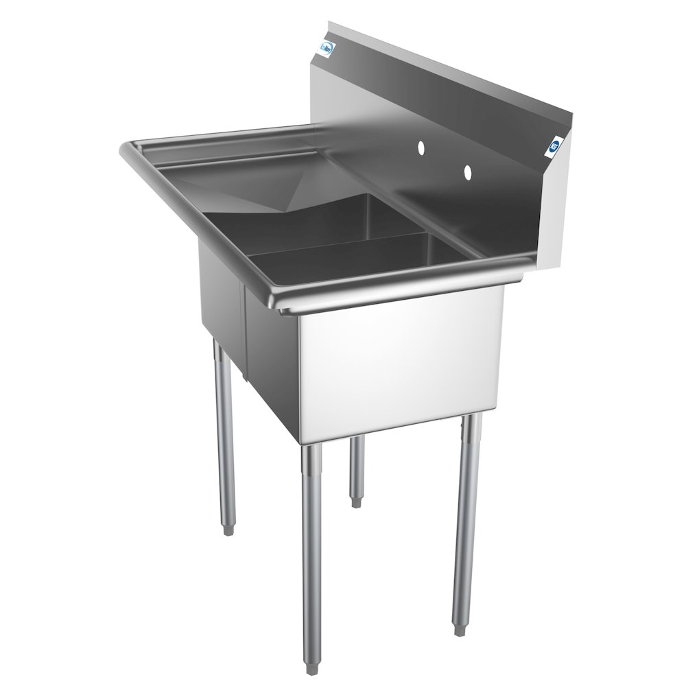 43 in. Two Compartment Sink with Drainboard, Bowl Size 12"x 16"x 10". Picture 5