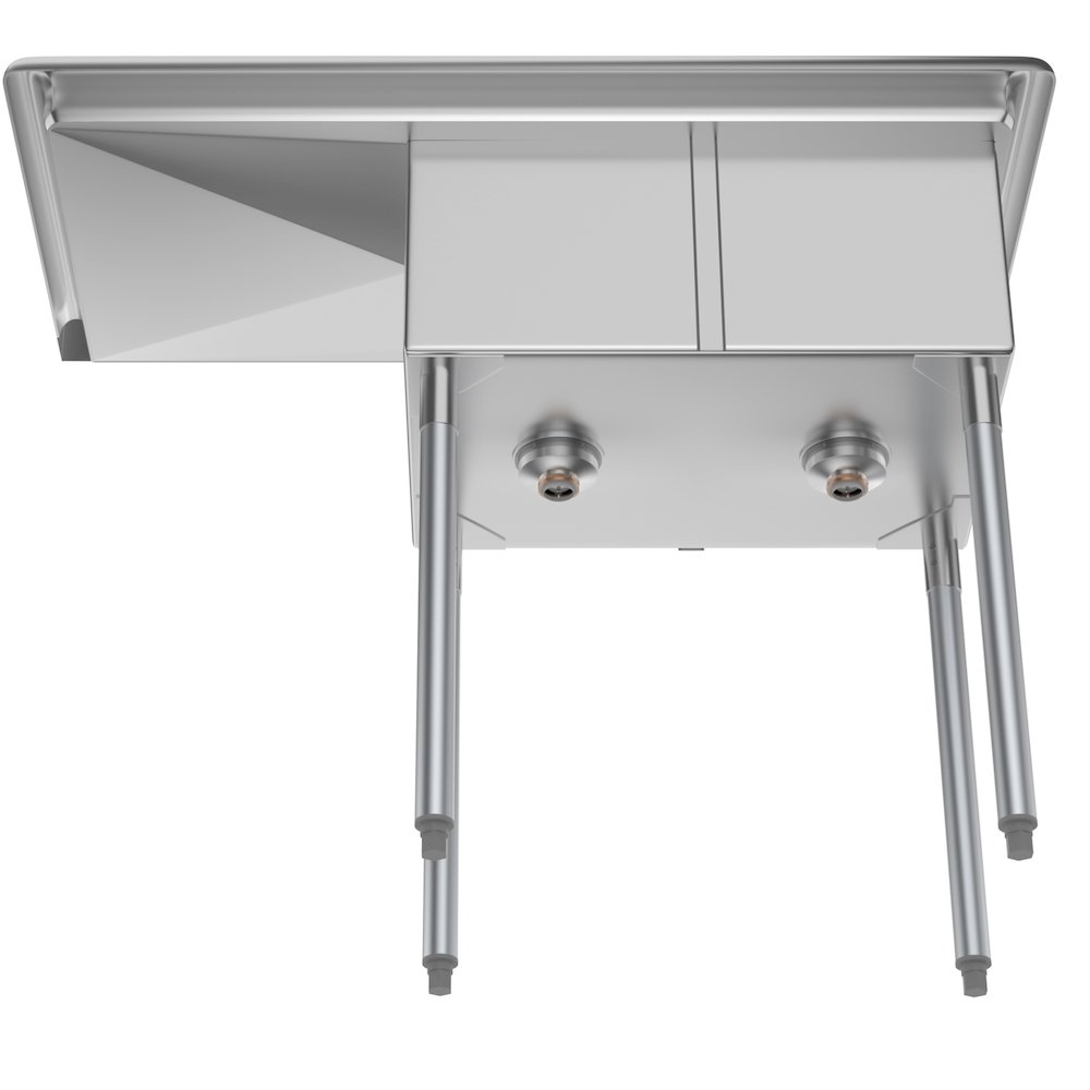 43 in. Two Compartment Sink with Drainboard, Bowl Size 12"x 16"x 10". Picture 6