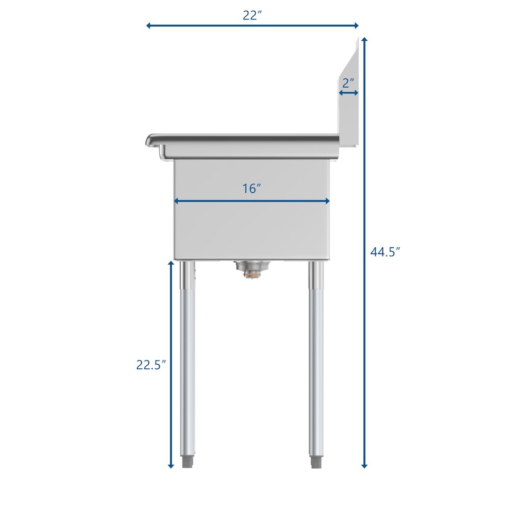 43 in. Two Compartment Sink with Drainboard, Bowl Size 12"x 16"x 10". Picture 8