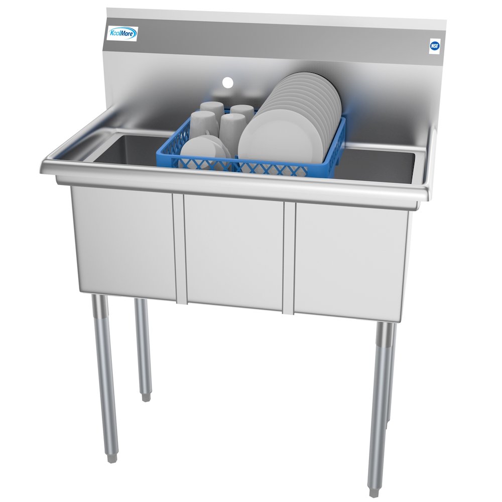 36 in. Three Compartment Sink, Bowl Size 10" x 14" x 10". Picture 3