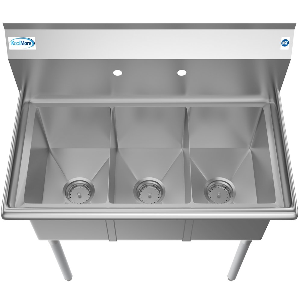 36 in. Three Compartment Sink, Bowl Size 10" x 14" x 10". Picture 4