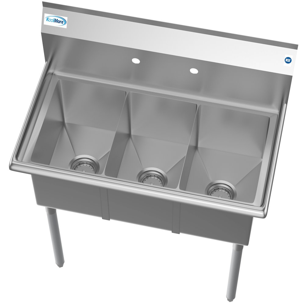 36 in. Three Compartment Sink, Bowl Size 10" x 14" x 10". Picture 5