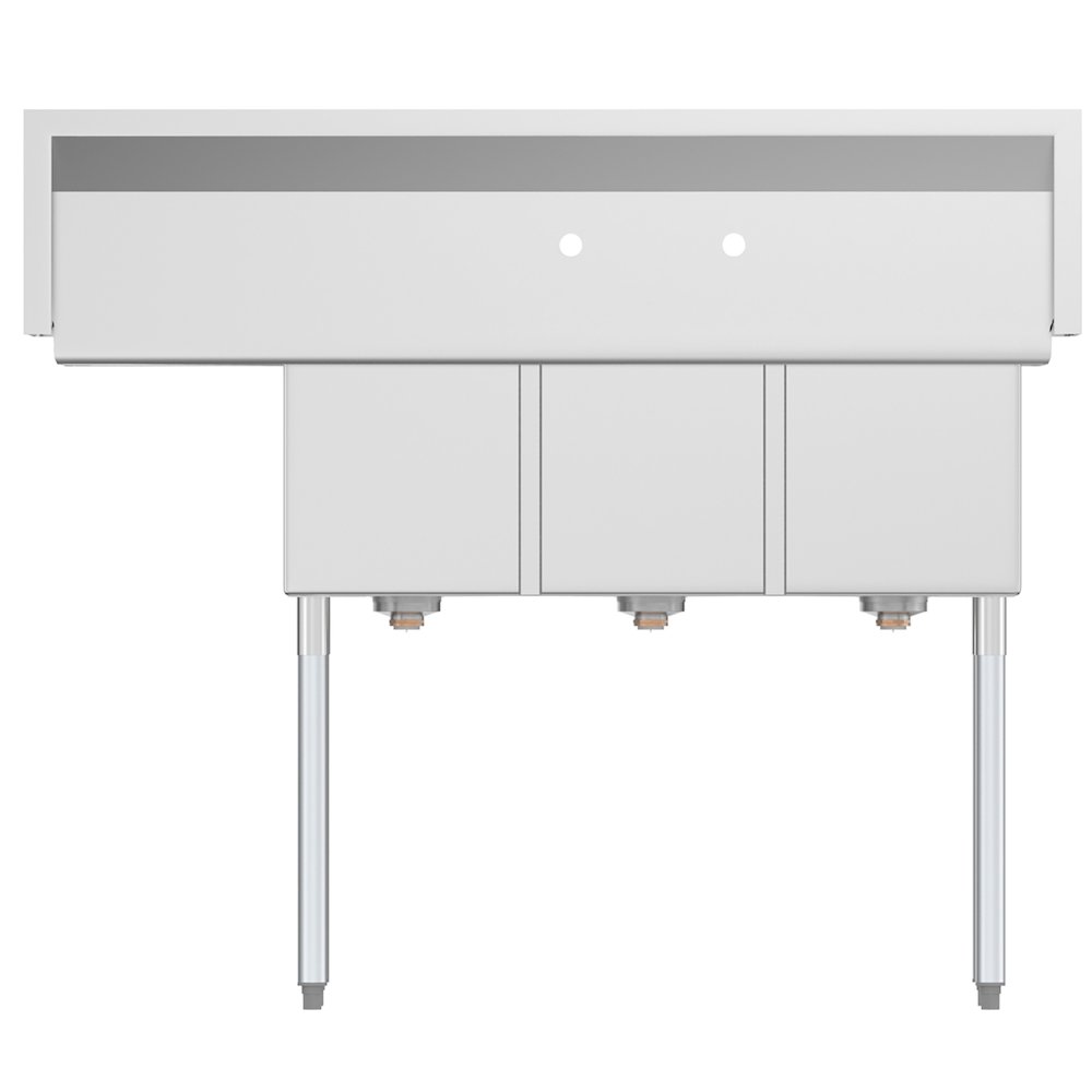 51 in. Three Compartment Sink with Drainboard, Bowl Size 12"x 16"x 10". Picture 5