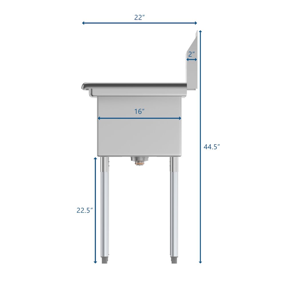 51 in. Three Compartment Sink with Drainboard, Bowl Size 12"x 16"x 10". Picture 8